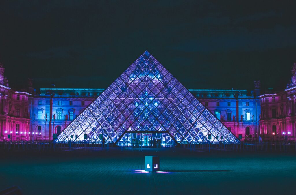 Louvre at night, Paris, France